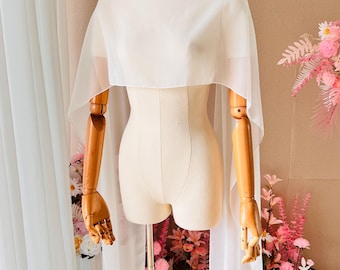 Elegante chal de gasa, capa de novia fluida, para noche formal.
