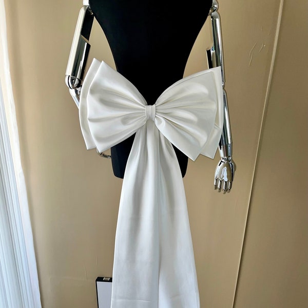 Removable satin bow, extra large wedding tail bow, bridal wedding bow accessories, wedding bridesmaid bows, classic dress bow accessories,