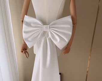 Women's Satin Bow Extra Large Wedding Tail Bow Bride Wedding Bow Accessories Wedding Bridesmaid Bow Classic Dress Bow Accessories Large Bow