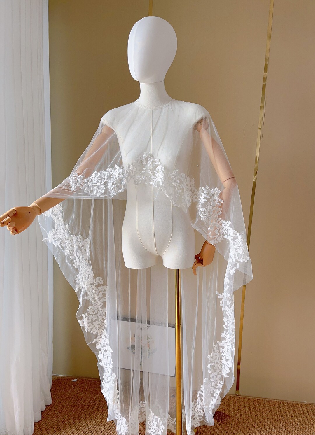 Exquisite Embroidered Wedding Cape, Bridal Mesh Shawl - Etsy