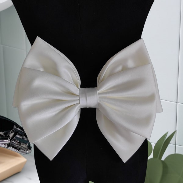 Dress satin bow, detachable bow, wedding bow, wedding bow belt, attachable dress bow