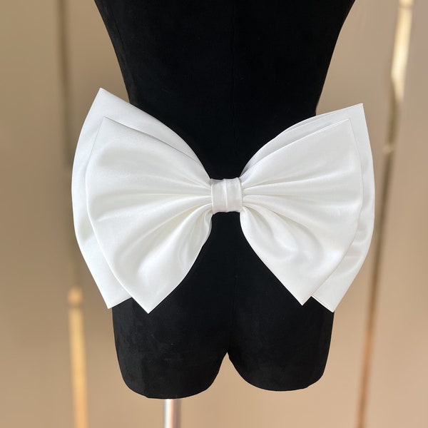 Dress satin bow, detachable bow, wedding bow, wedding bow belt, attachable dress bow