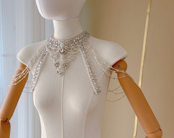 Crystal Bridal Shoulder Chain: Pearl & Sequin Wedding Accessory