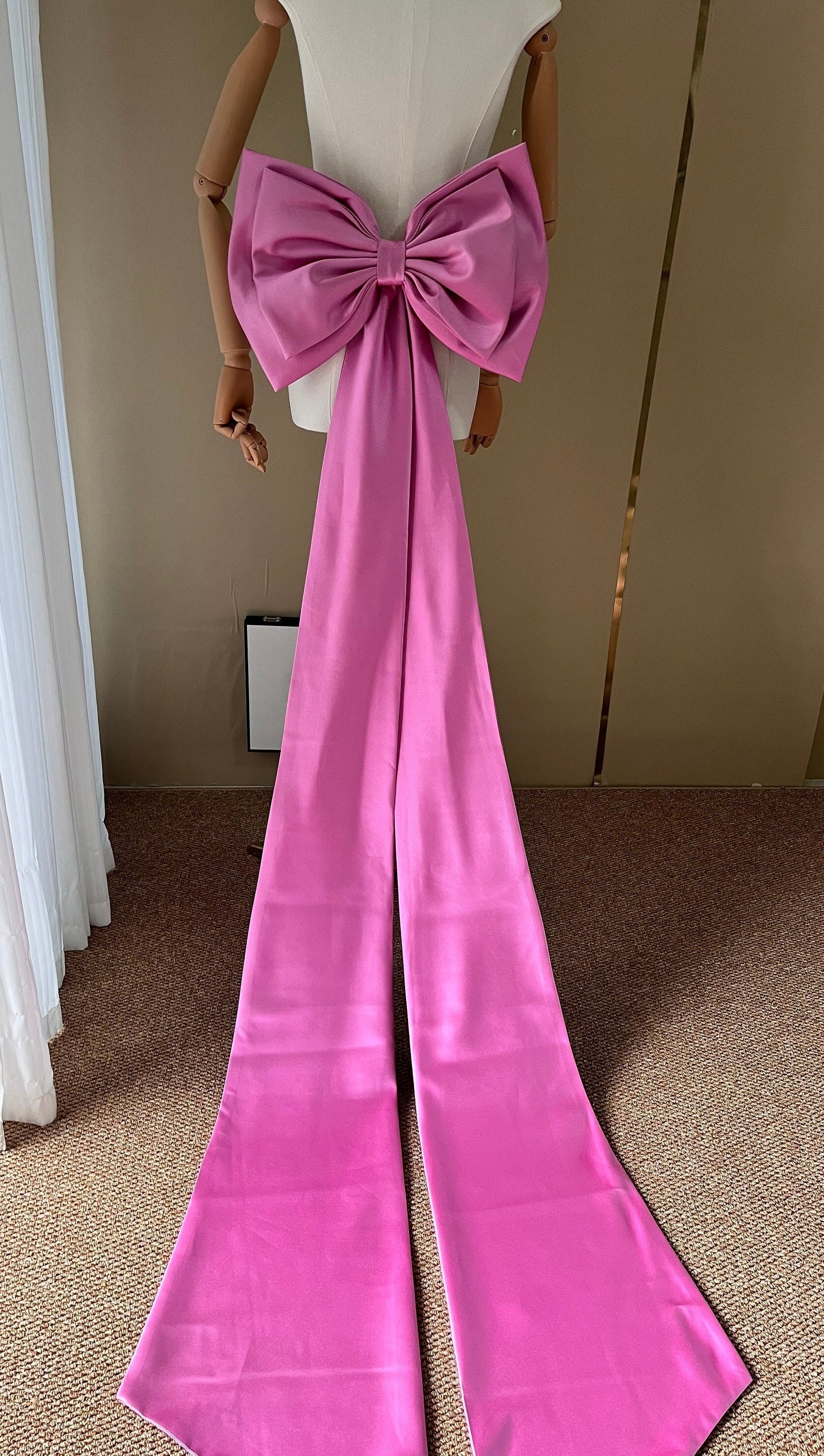 Pink Satin Bow, Extra Large Wedding Tail Bow, Decorative Bow Pink Satin Bow, Extra Large Wedding Tail Bow, Decorative Bow