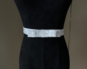 Ceinture faite main avec noeud en perles, ruban pour femmes, accessoires de mariage, ceinture pour femme, ceinture avec noeud, ceinture de mariage en satin, ceinture habillée