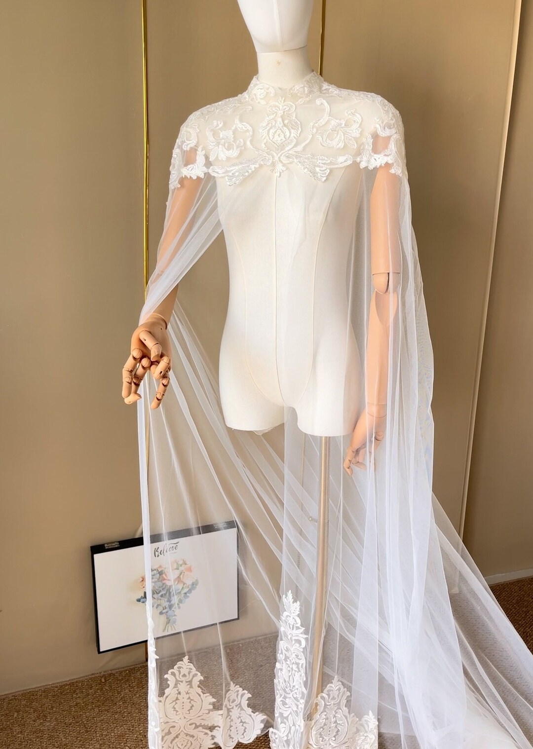 Embroidered Crystal Mesh Wedding Cape, Bridal Gown Overlay - Etsy