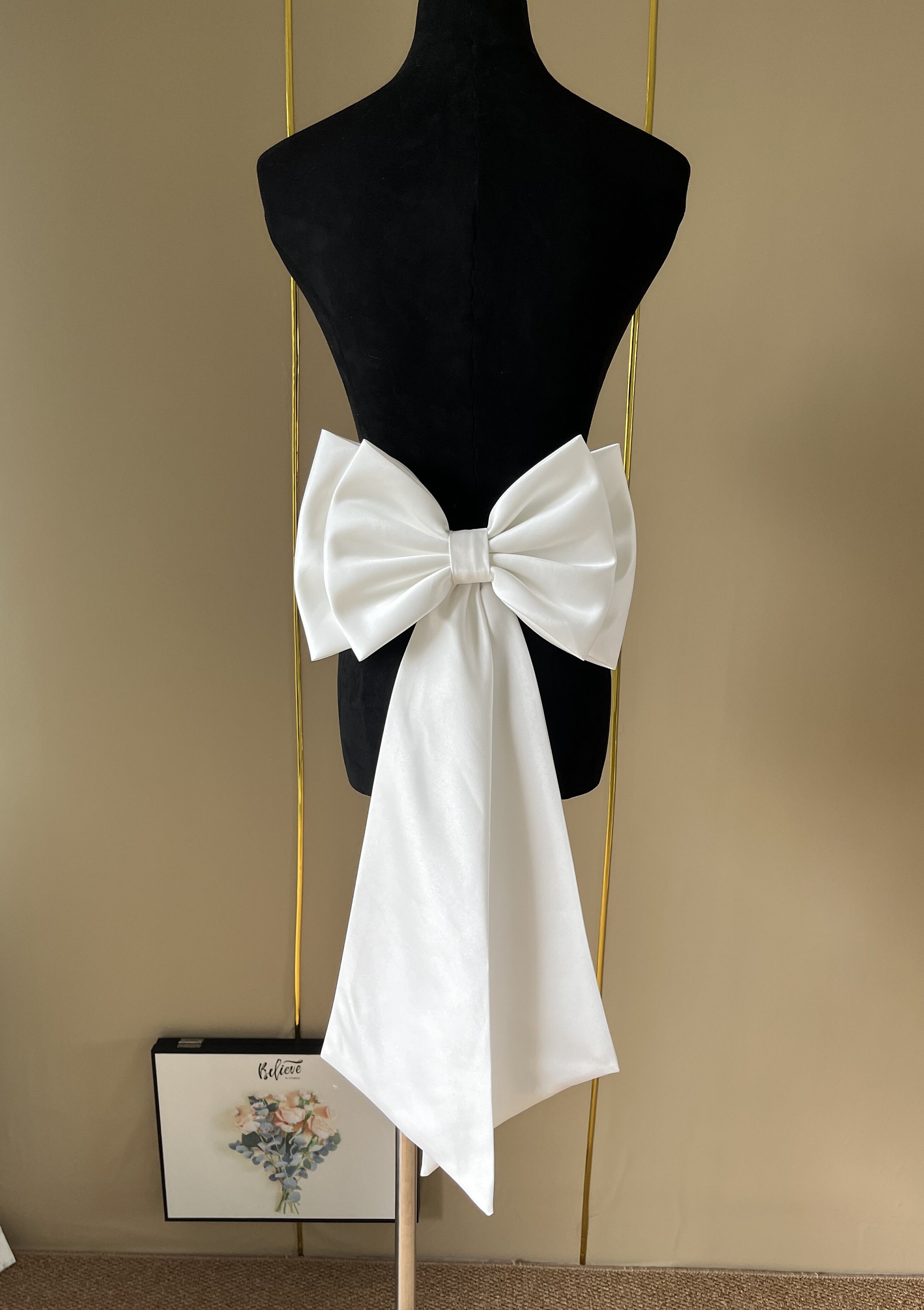 【BAON】Bouni Reversible Double Ribbon Sleeveless Long OP Double Layer High End Ribbon Bow, Bar Mitzvah Bow