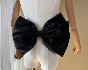 Black organza bow, removable wedding bow, oversized bow, dress bow, bridal bow, large wedding bow, wedding accessories