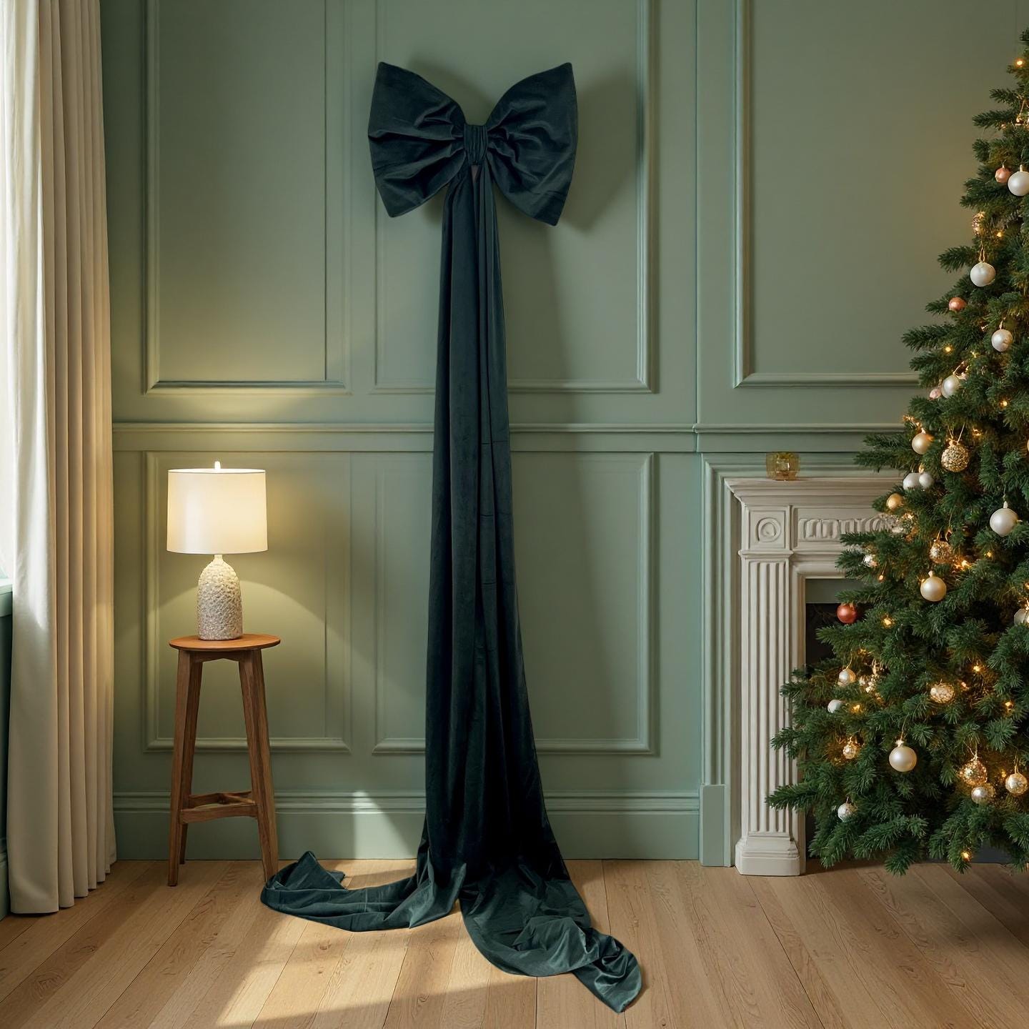 Satenwie Confezione da 2 fiocchi rossi di Natale grandi in velluto per ghirlande, alberi, decorazioni esterne, esterni (40,6 x 61 cm