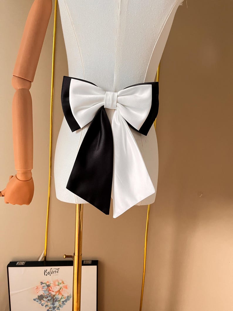 Black & White Satin Bow: Handmade Wedding, Flower Girl, or Skirt ...