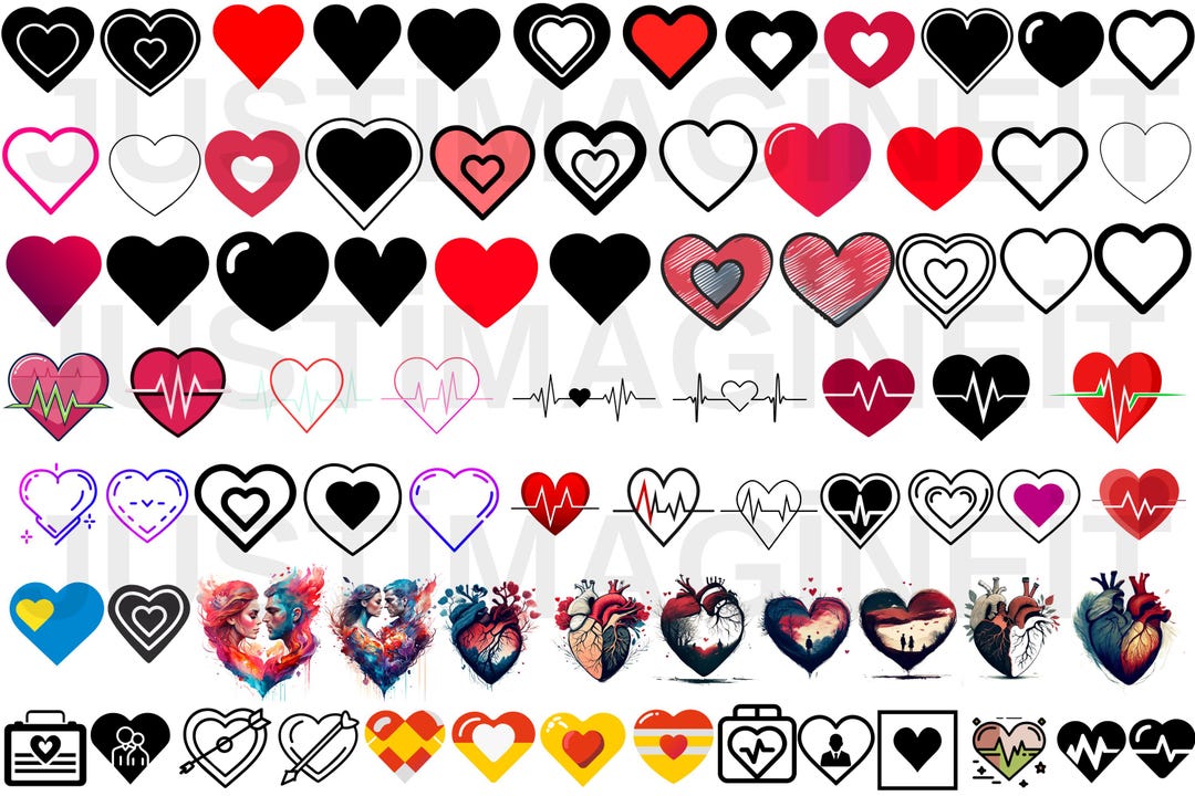 Heart SVG Bundle | Hand Drawn Heart SVG PNG | Valentines Clipart Set ...