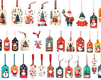 Kerst sneeuwvlok cadeaukaartjes SVG PNG-bundel, vakantie Cricut silhouet snijden bestanden (digitale download)