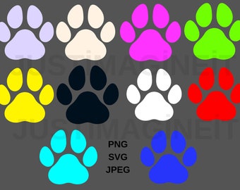 Dog Paw SVG-bundel, pootafdruk silhouet, laserklaar gesneden bestanden (digitale download)