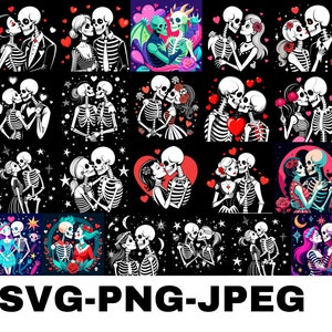 The Lovers-SVG | Tarotkaart liefde skelet | Digitale download | Compatibel met Cricut en silhouet | Gotisch valentijnsontwerp