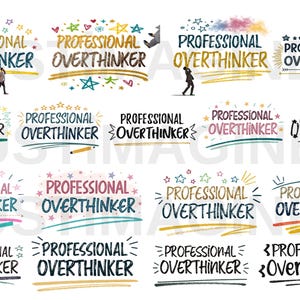 Professional Overthinker Typography Design | Digital Download | PNG File | Sublimation PNG Design | Retro Typewriter | Vintage | 70&#39;s style
