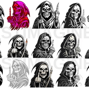 Grim Reaper Middle Finger SVG: Skull Vector Cut File (Digital Download