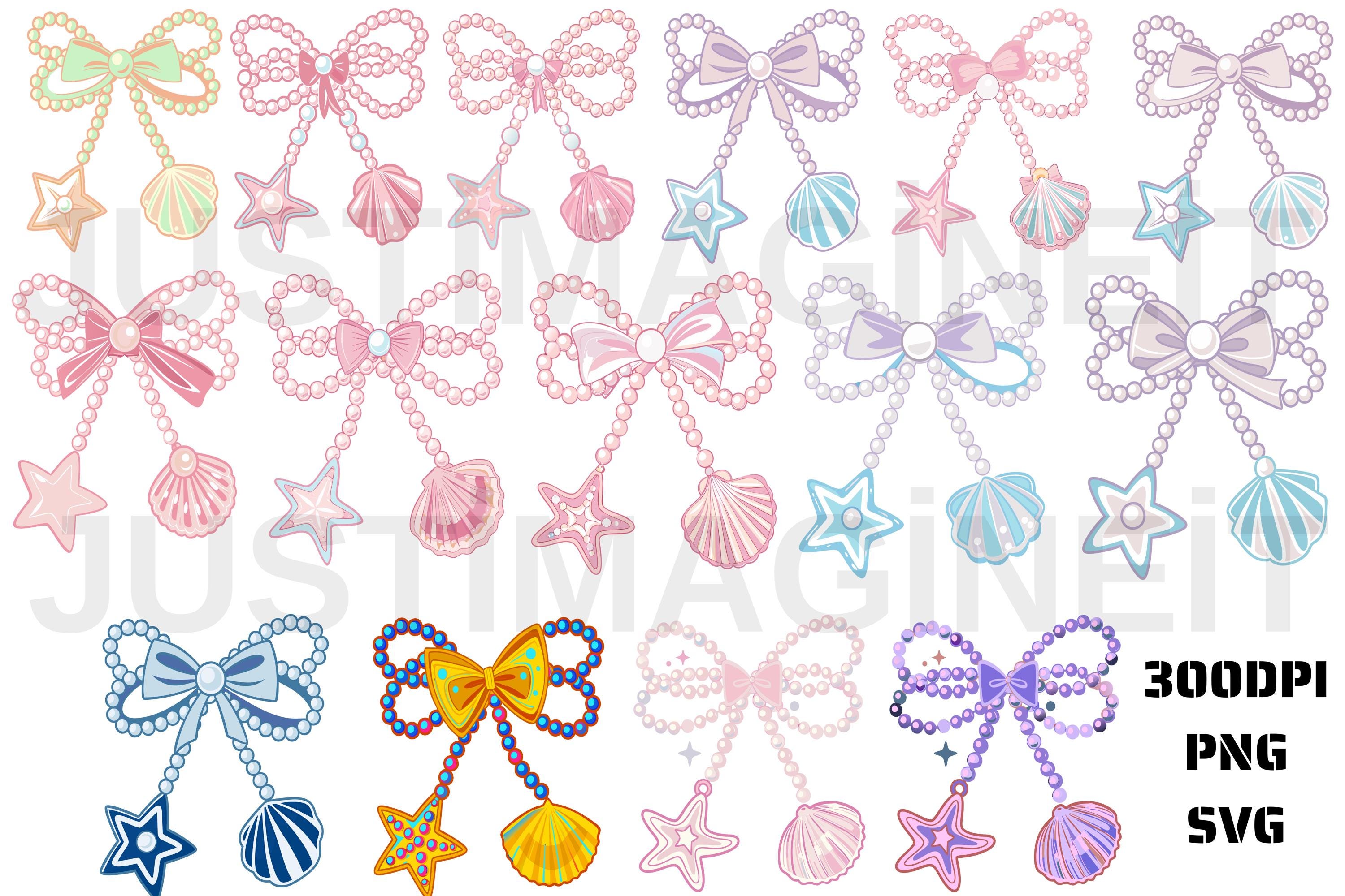 Coquette Clam Pearl Bow PNG SVG, Coastal Summer Preppy Beach Clipart ...