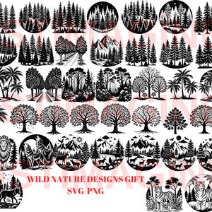 Tree SVG Bundle, Tree Silhouette svg, Tree SVG, Trees svg,Forest svg, Landscape svg,palm tree svg,Lasercut files,Tree Line svg,Pine Tree svg
