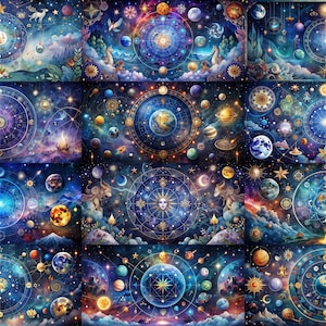 Astronomy Vintage 16 Printable Images | Antique Astronomical Space Prints, Wall Decor Digital Download, Star Solar System Constellation