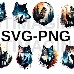 Wolf svg files / Howling wolf svg png / Wolf and moon svg / Forest animals silhouette svg / Instant Download / Commercial use clipart