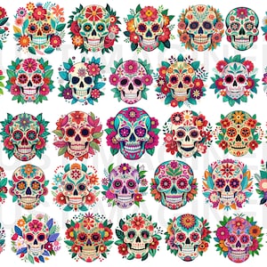 シュガースカル SVG PNG バンドル シュガースカル クリップアート 死者の日デザイン 死者の日 svg シュガースカル メキシカン シュガースカル クリップアートファイル