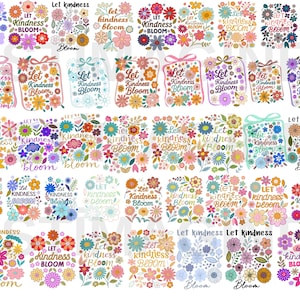 Let kindness bloom svg and png, flower svg, retro flower svg, boho flower svg, floral png, boho floral png, mental health svg, be kind