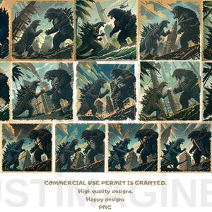 Godzilla vs King Kong PNG | Epic Monster Battle Clipart | Cricut T-Shirt Sublimation Design