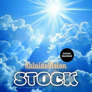 Stairway to Heaven Heavenly White Cloud AI Art Christian Funeral Clouds Heaven Memorial Background Digital Downloadable Instant PNG Download