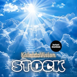 Stairway to Heaven Heavenly White Cloud AI Art Christian Funeral Clouds Heaven Memorial Background Digital Downloadable Instant PNG Download