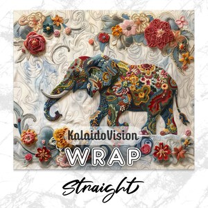Embroidered Elephant 20 oz Skinny Tumbler Sublimation Design Digital Download PNG DIGITAL ONLY Embroidery Mandala Elephant Tumbler Wrap