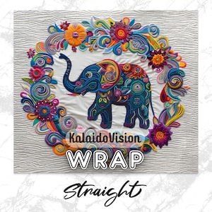 Embroidered Elephant Tumbler Wrap: Mandala Design (Digital Download PNG)
