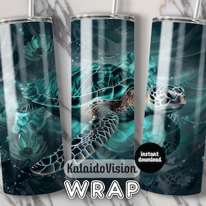 Sea Turtle Art Digital Download 20oz Tumbler Wrap PNG Ocean Life Design for Crafting Sublimation Projects Unique Gift Idea