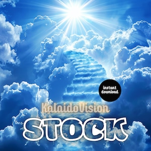 Stairway to Heaven Heavenly White Cloud AI Art Christian Funeral Clouds Heaven Memorial Background Digital Downloadable Instant PNG Download