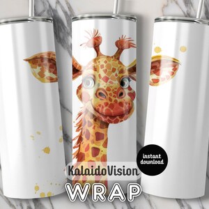 Adorable Giraffe 20oz Tumbler Wrap Digital Download PNG Cute Animal Design for Tumbler Sublimation Perfect Gift for Wildlife Lovers
