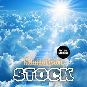 Stairway to Heaven Heavenly White Cloud AI Art Christian Funeral Clouds Heaven Memorial Background Digital Downloadable Instant PNG Download