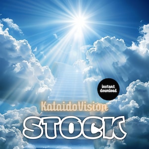 Stairway to Heaven Heavenly White Cloud AI Art Christian Funeral Clouds Heaven Memorial Background Digital Downloadable Instant PNG Download