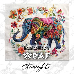 Embroidered Elephant 20 oz Skinny Tumbler Sublimation Design Digital Download PNG DIGITAL ONLY Embroidery Mandala Elephant Tumbler Wrap