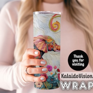 Embroidered Elephant 20 oz Skinny Tumbler Sublimation Design Digital Download PNG DIGITAL ONLY Embroidery Mandala Elephant Tumbler Wrap