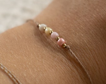 Pink gradient bracelet | handmade, unique, filigree, brass, ombre beads, gift or friendship bracelet, gradient, pink