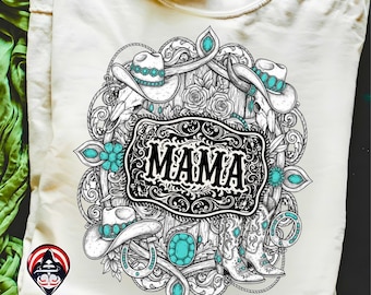 Shirtontwerp Western Mama png, Buckle Mama png, Cowgirl Rodeo Western-sublimatie of DTF, Ranch Design, trendy land png