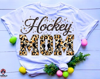 Hockey Mom Mama Glitter PNG SVG Image, Ice Hockey Leopard Design, Sublimation Designs Downloads,Transparent PNG Svg File dowlands