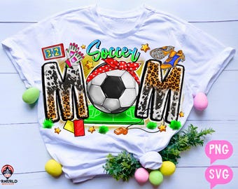 Soccer Mom Red Image PNG SVG,Red Sublimation Design Downloads,Red Leopard Soccer Mom Design Faux Sequin Glitter soccer mother Mama Game Day