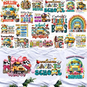 20 skolbusschaufförer PNG-paket, digital nedladdning bästa busschaufför någonsin presenttröja PNG busschaufför mugg kudde väska PNG busschaufför uppskattning