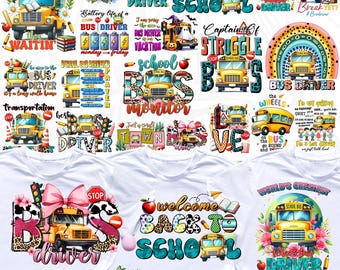 20 School Bus Driver PNG Bundle, Digital Download Best Bus Driver Ever Gift Shirt PNG Bus Driver Mug Pillow Bag PNG Bus Driver Appreciation