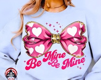 SVG Pink Valentine Coquette Heart Png Svg, Be Mine Png,Valentine's Day Coquette Png, Glitter Valentine Png, XoXo Png, Valentine Shirt Design