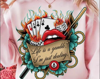 Retro Turquoise Western Country PNG SVG, Life is a Gamble PNG Design,Wild West Gifts, Retro Cowboy Png,Turquoise Sublimation,108 Png free