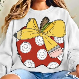 Swirl Apple Bow,Girl Teacher Apple Back to School First Day of School teacher appreciation  Design Digital Download Teacher Sublimation PNG