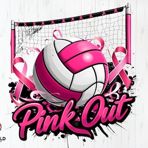 Pallavolo rosa Out png svg,Cancro al seno Pallavolo Png svg,Sensibilizzazione sul cancro al seno PNG,Nastro rosa,Giorno della partita png svg,Mamma pallavolo Png svg immagine 1