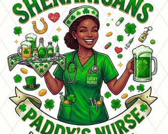 Black Shenanigans Scrub Saint Pattys Nurse PNG, St Patricks Day  Sublimation Retro Lucky PNG
