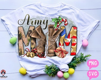 Proud Army Mom PNG SVG,Western Camouflage Sublimation Design,Military Boots Cowhide American Flag Digital File,Christmas Army Mama Shirt Art